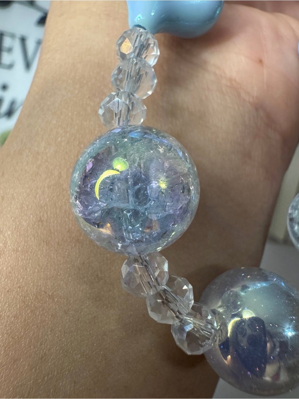 Blue Hearts Crackle Beads Phone/Key/Bag Chain #P963 - Picture 7 of 10